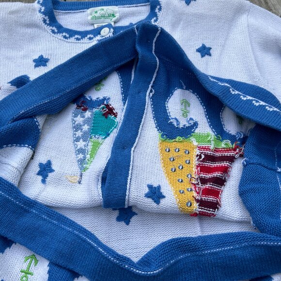 The Quacker Factory women's 2X cardigan sweater sailboats boats - Picture 14 of 16